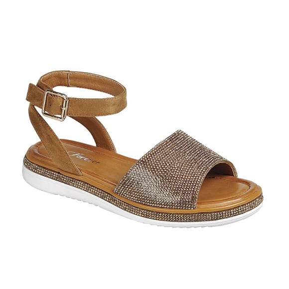 Rose Gold Rhinestone Bling Platform Sandals - Picture 2 of 3